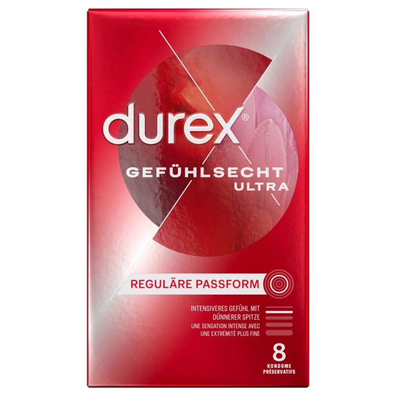 Durex - Prezerwatywy Lateksowe 20% Cieńsze Gefühlsecht Ultra 8 szt